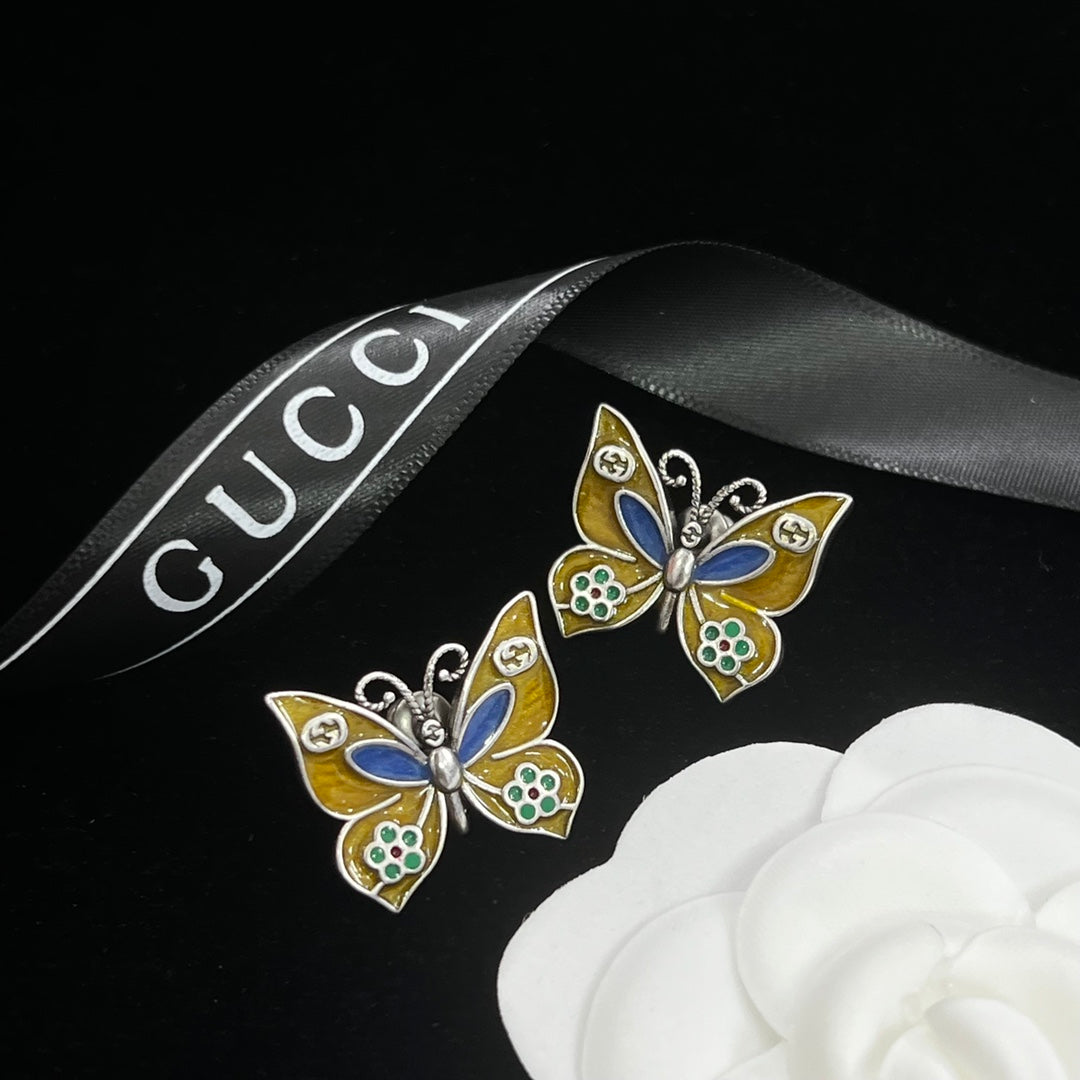 Vintage Cloisonné Butterfly Logo Chain Full Jewelry Set
