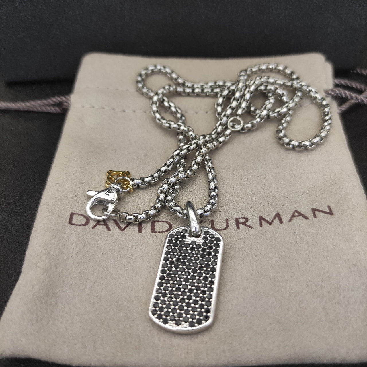 Full Pavé Dog Tag Pendant Necklace
