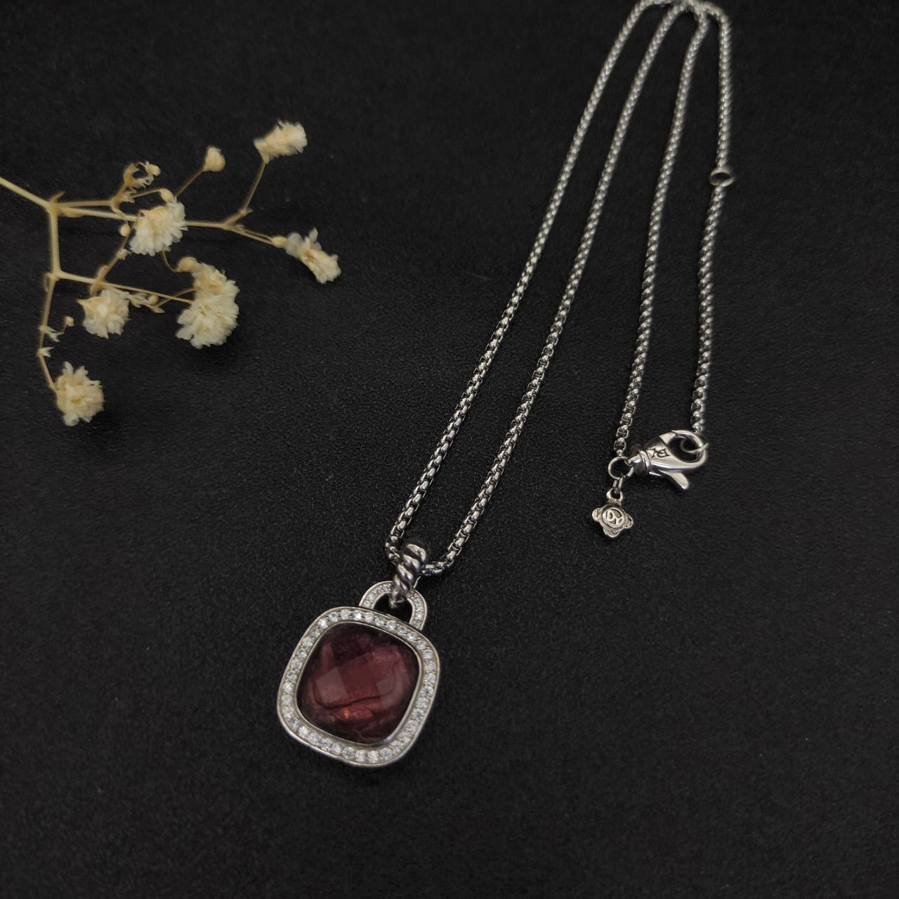 Colorful Crystal Square Pendant Necklace & Ring Set