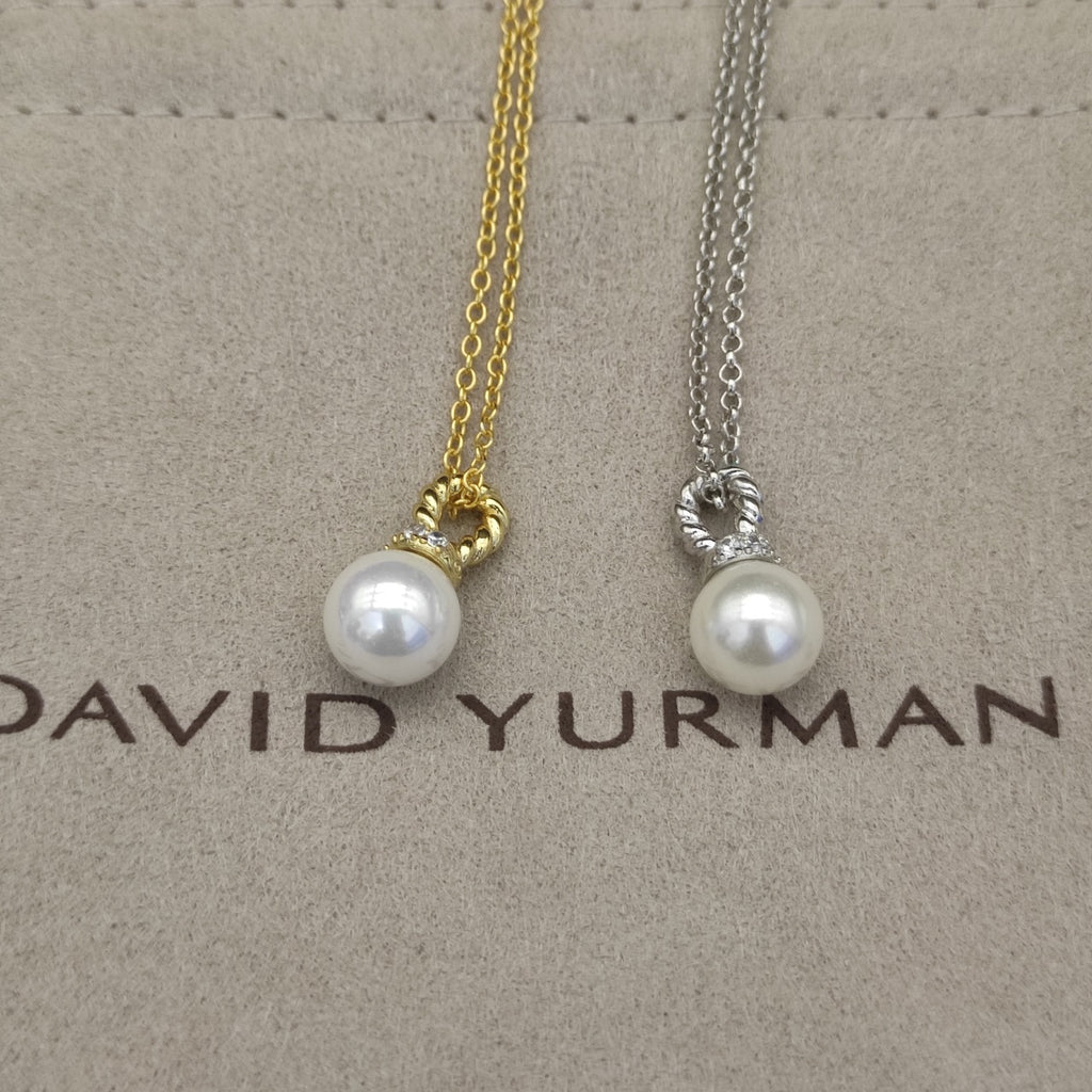 Twisted Bail Pearl Drop Pendant Necklace