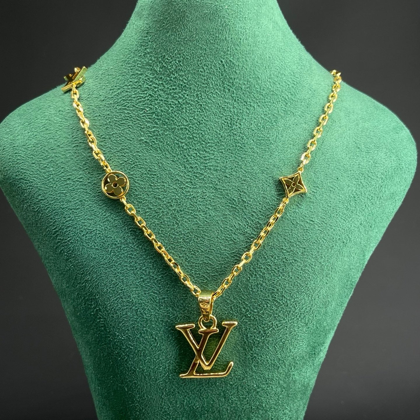Monogram Logo Station Long Chain Necklace