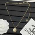 Coin Crystal Pendant Long Necklace