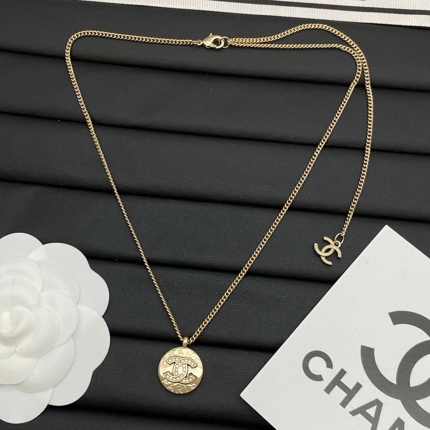 Coin Crystal Pendant Long Necklace