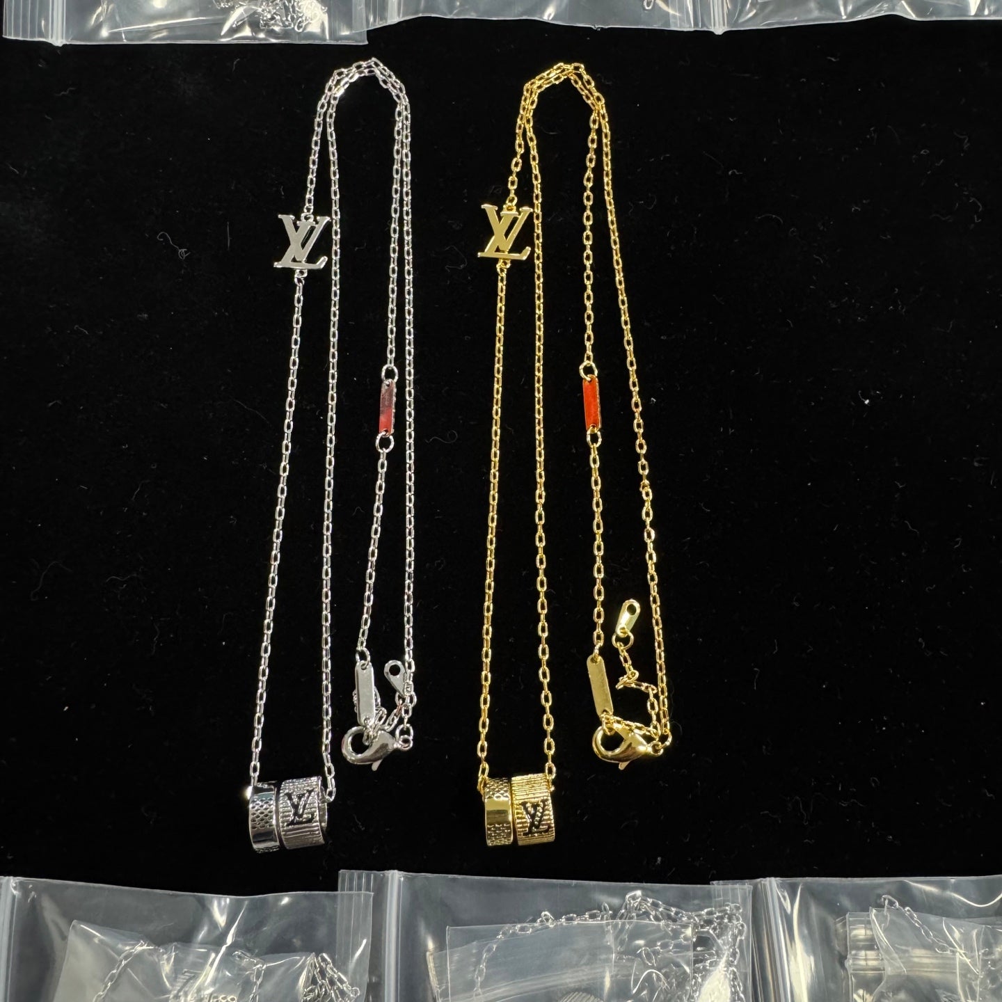 Monogram Barrel Bead Pendant Necklace