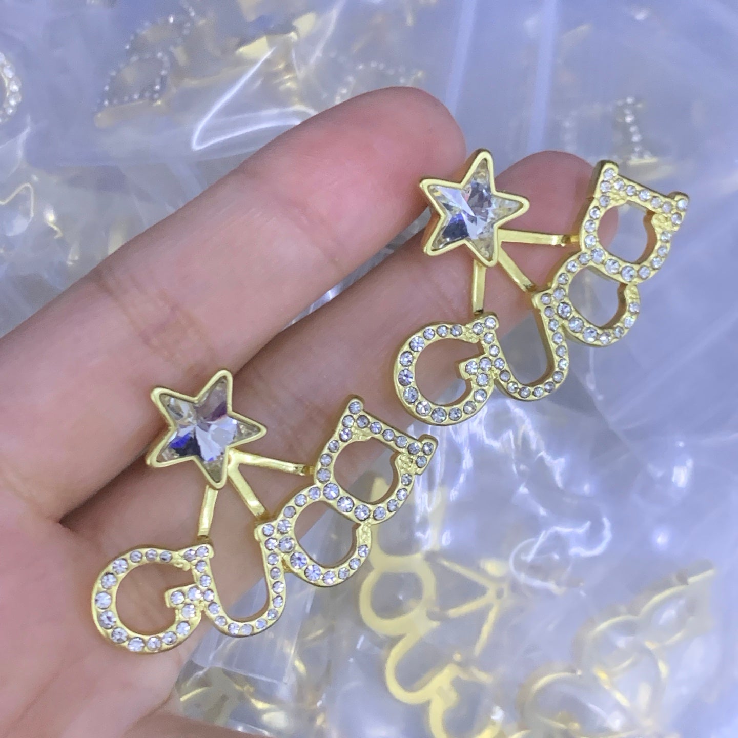 Gold Crystal Star Spell-Out Letter Jewelry Set