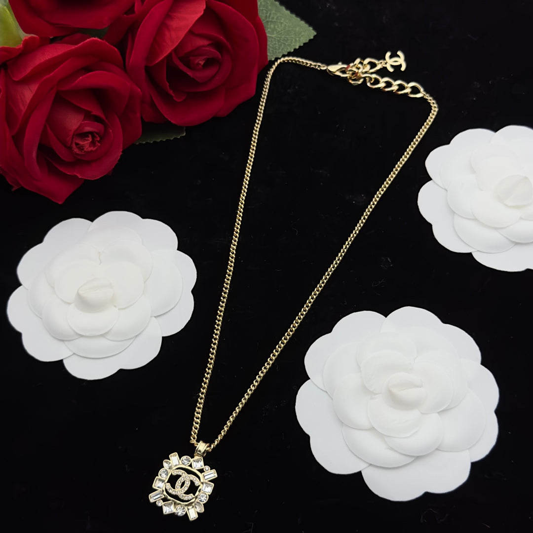 Baguette Crystal Sunburst Pendant Jewelry Set