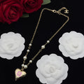 Hammered Heart Pendant Pearl & Chain Necklace