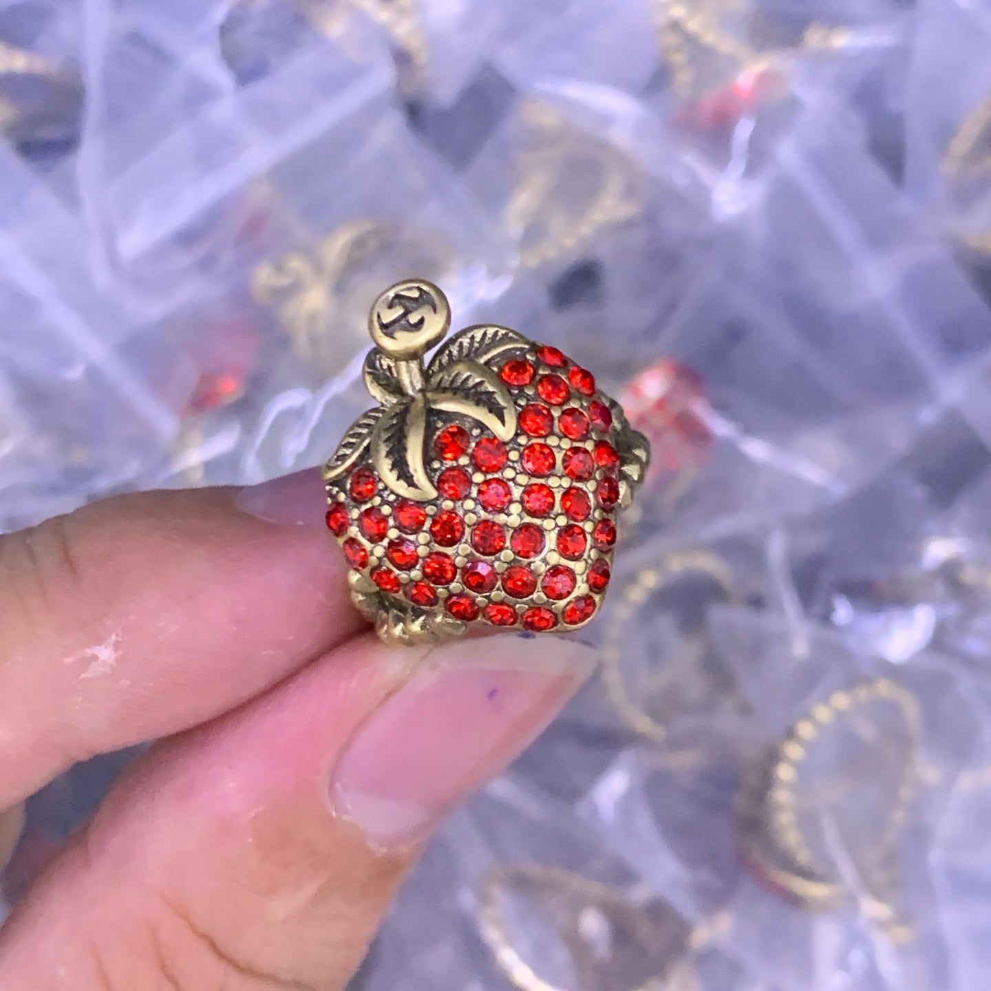 Red Strawberry Rhinestone Set