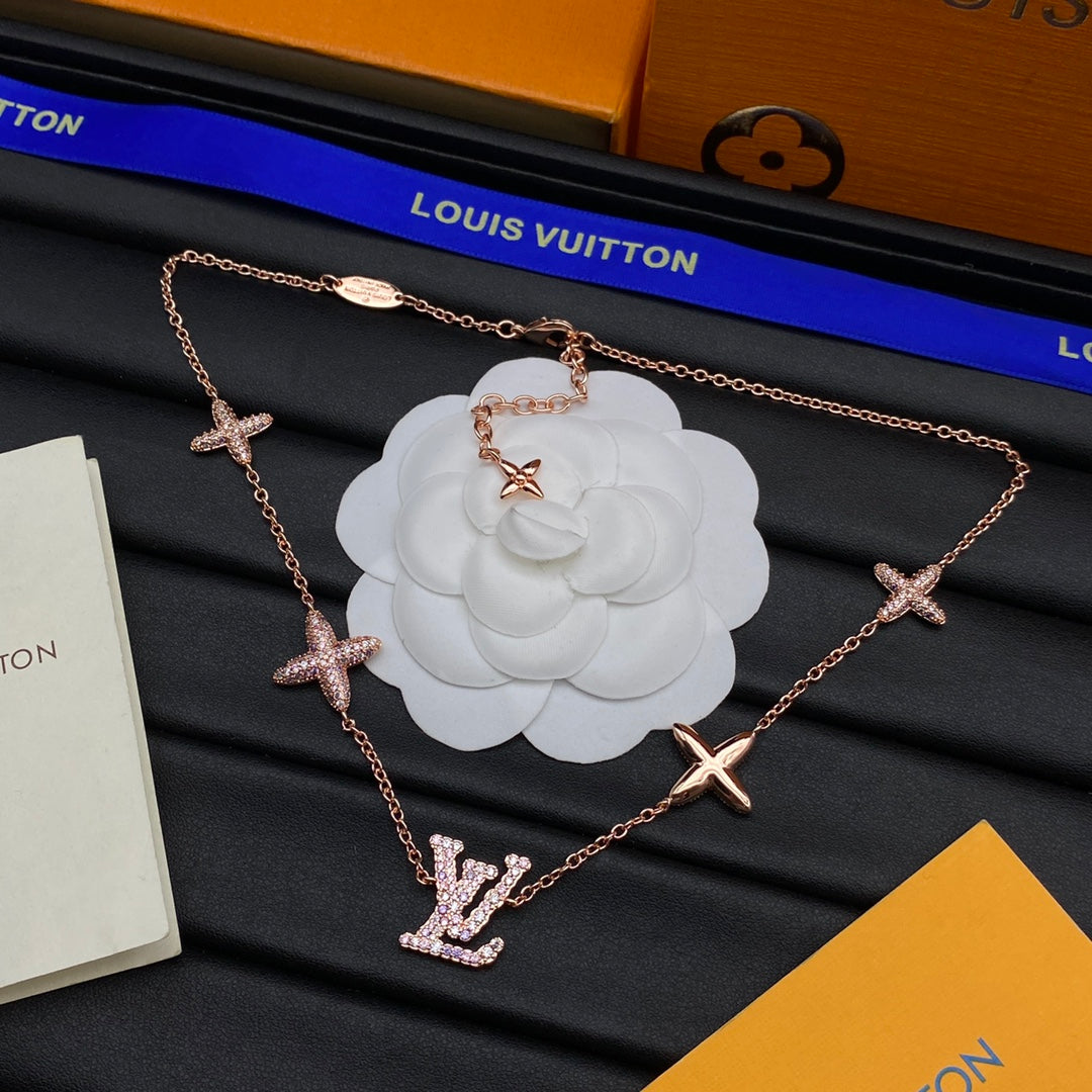 Pavé Four-Point Star Multi-Station Cable Chain Necklace