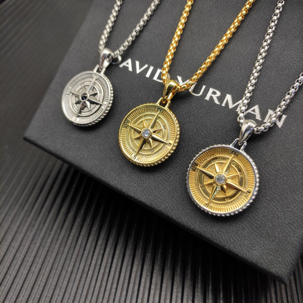 Compass Rose Medallion Pendant Necklace