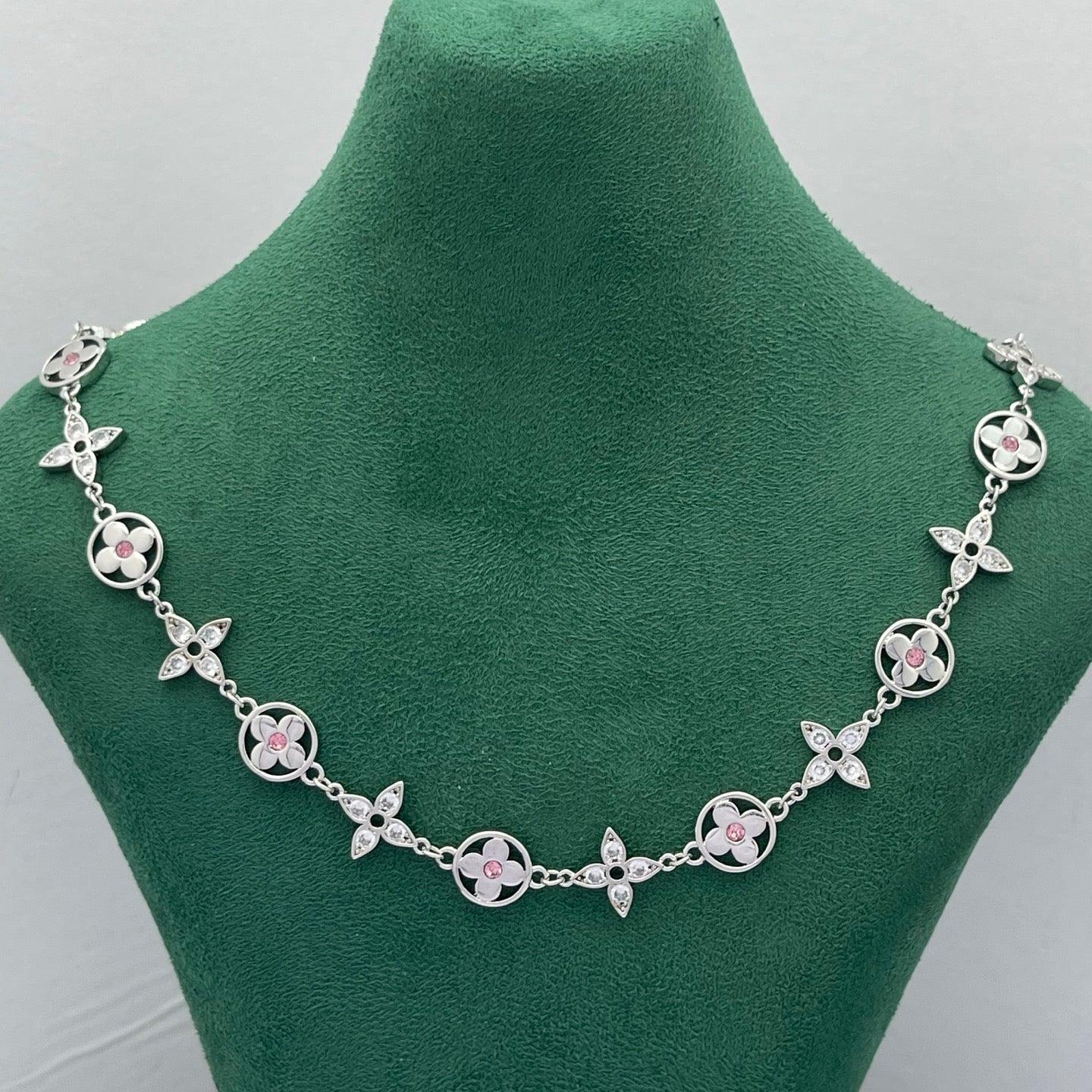 Floral Medallion Crystal Link Jewelry Set