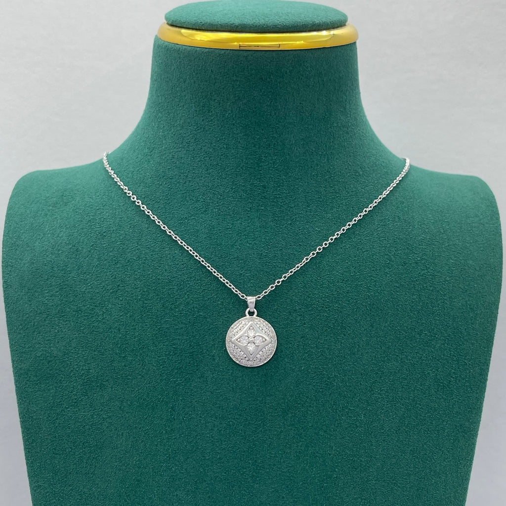 Crystal Floral Medallion Pendant Necklace