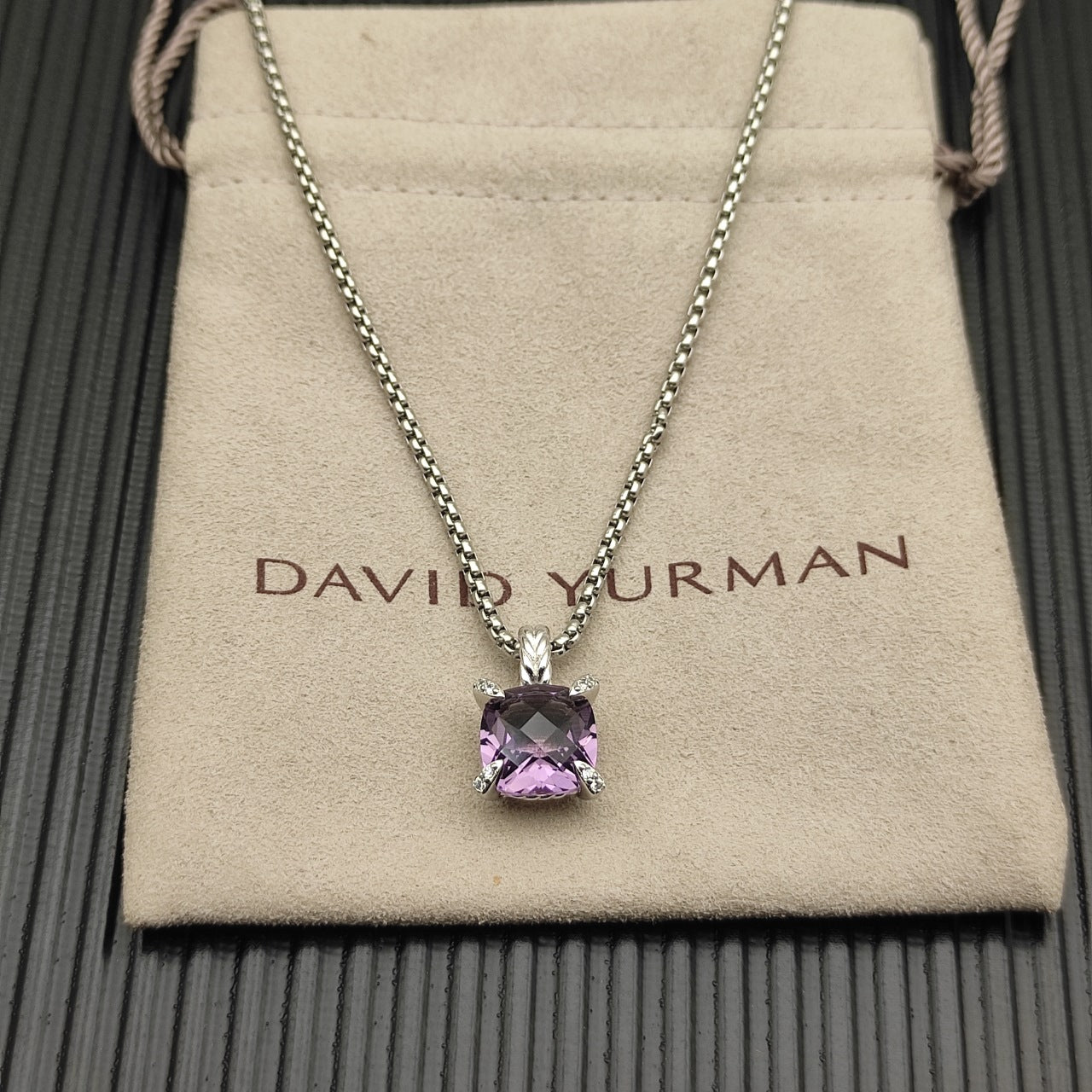 Multi-Color Crystal Cushion Prong-Set Pendant Set