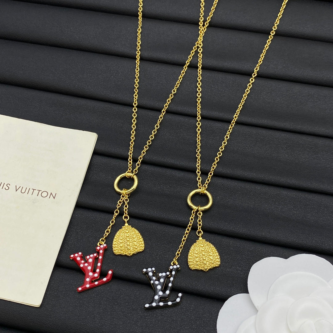 Textured Dome & O-Ring Double Drop Lariat Necklace