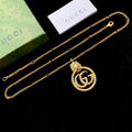Vintage Gold Lion Head Rope Circle Pendant Set