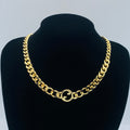 Cuban Link Double Ring Logo Jewelry Set