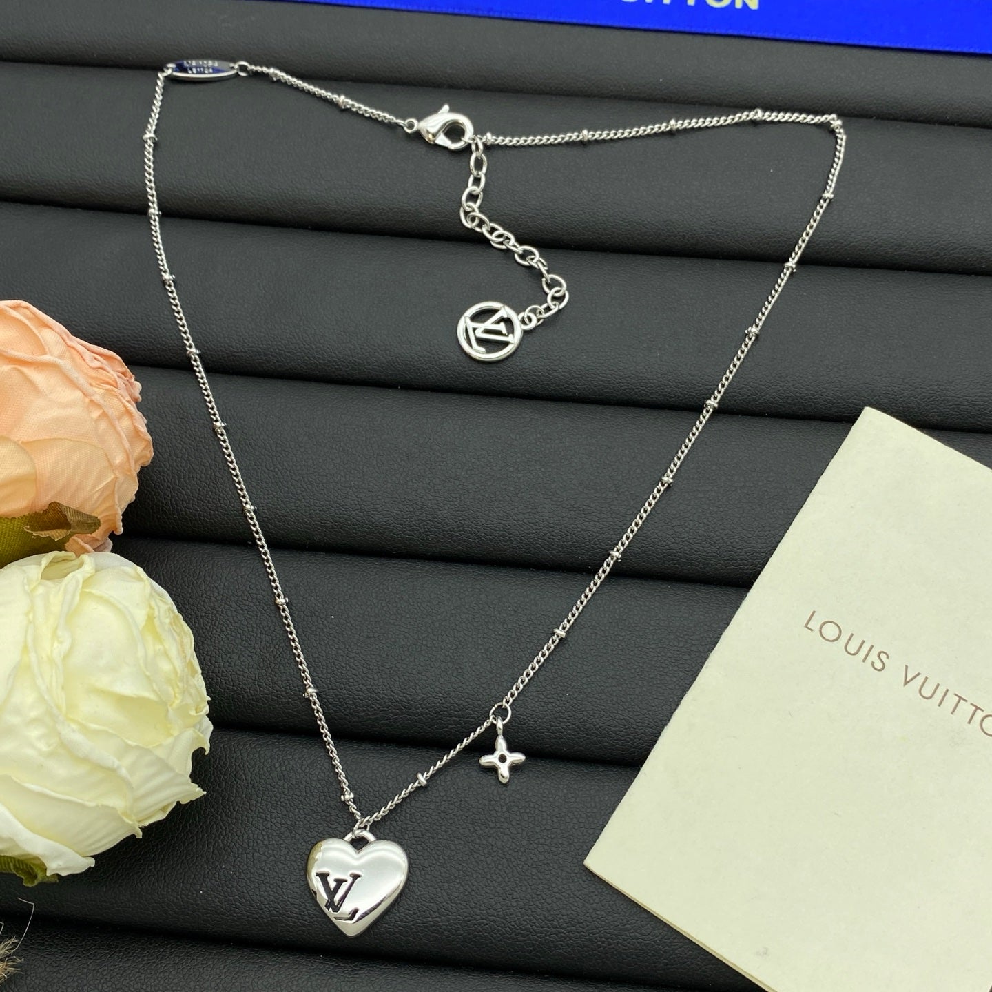 Puffy Heart Letter Charm Satellite Chain Necklace