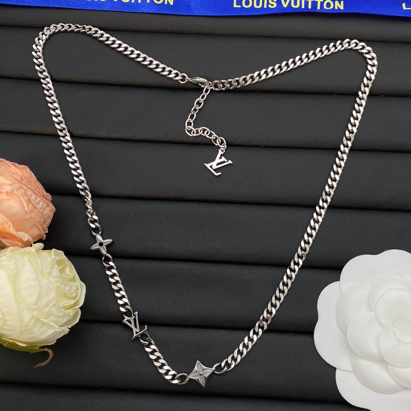 Letter & Star Charm Cuban Link Chain Necklace