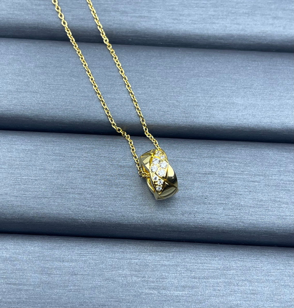 Quilted Heart Crystal Pavé Pendant Necklace