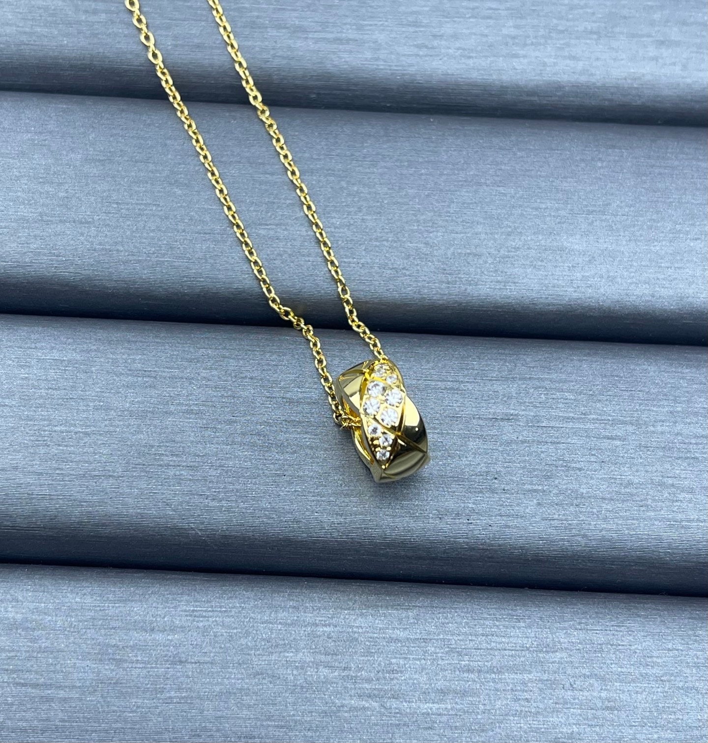 Quilted Heart Crystal Pavé Pendant Necklace