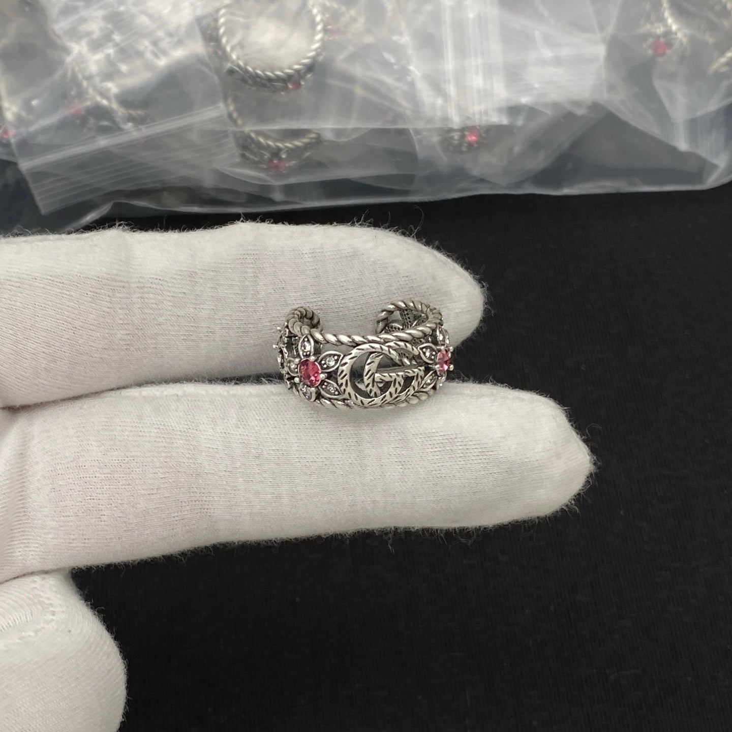 Vintage Pink Crystal Daisy Logo Full Jewelry Set