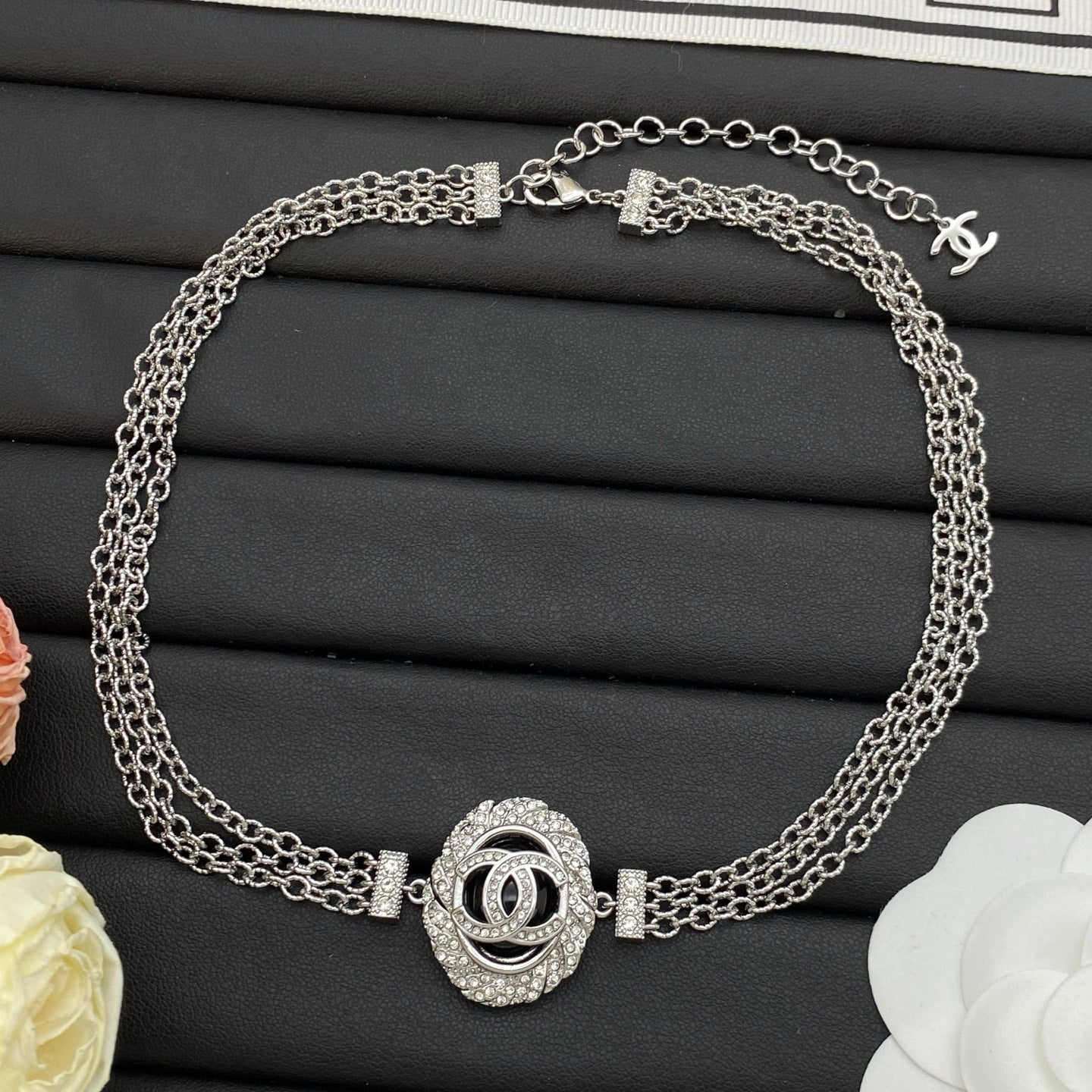 Crystal Swirl Jewelry Set – Multi-Chain Choker, Pendant Necklace & Stud Earrings