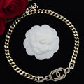 Pearl & Crystal Interlocking Logo Curb Chain Necklace & Bracelet Set