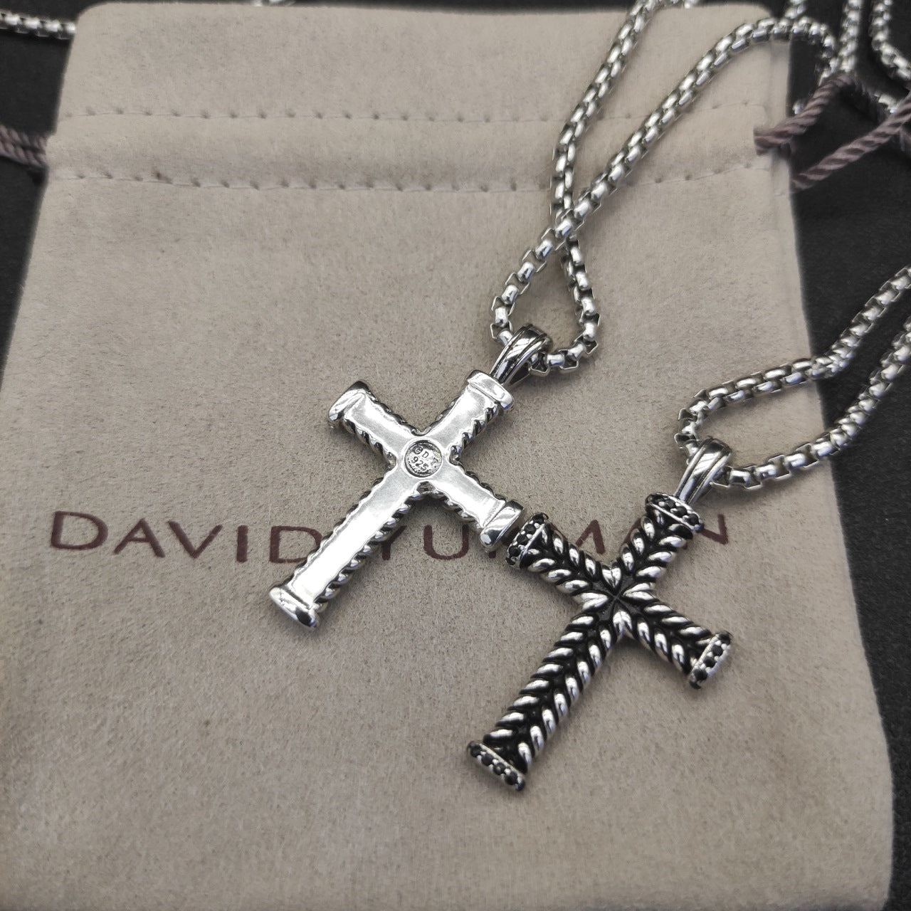 Twisted Rope Cross Pendant Necklace – Gold & Silver