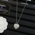 Crystal Halo Pearl Heart Pendant Necklace & Stud Earring Set