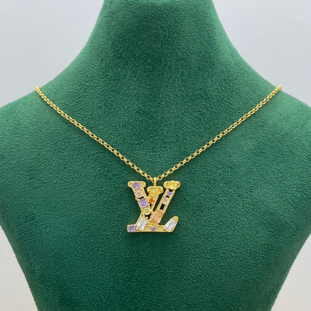 Monogram Crystal Pendant Set