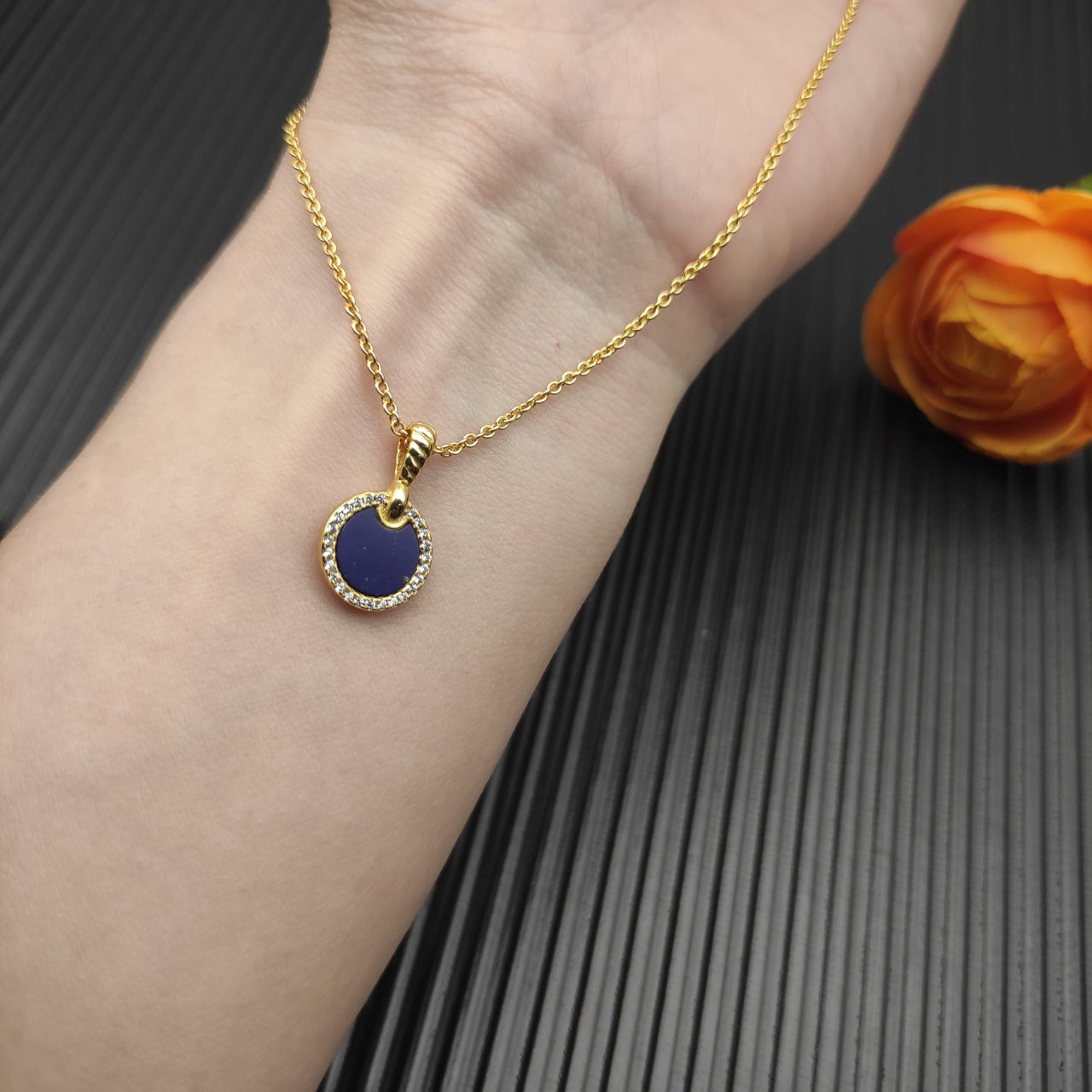 Multi-Color Oval Stone Pavé Pendant Necklace & Bracelet & Earring Set