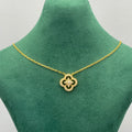Pavé Cutout Four-Petal Flower & Star Pendant Necklace