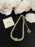 Gold Herringbone Braided Chain Necklace, Wide Mesh Cuff Bracelet & Chain Ring Set
