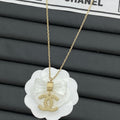 Transparent Bow & Metallic Charm Pendant Necklace – Gold & Silver