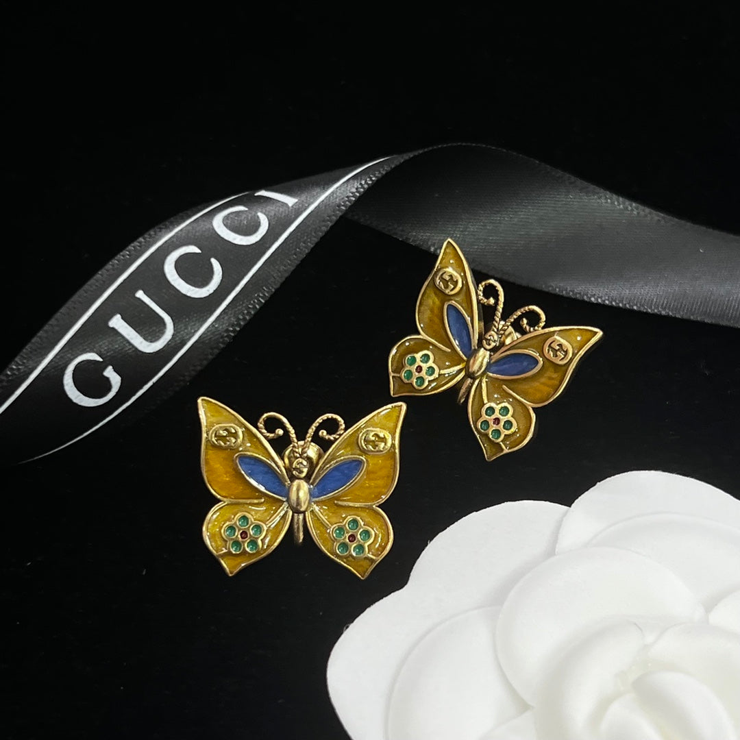 Vintage Cloisonné Butterfly Logo Chain Full Jewelry Set