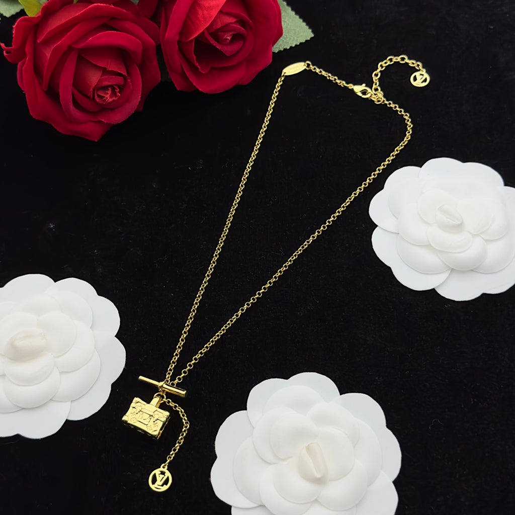 Miniature Luggage Charm Necklace & Earring Set