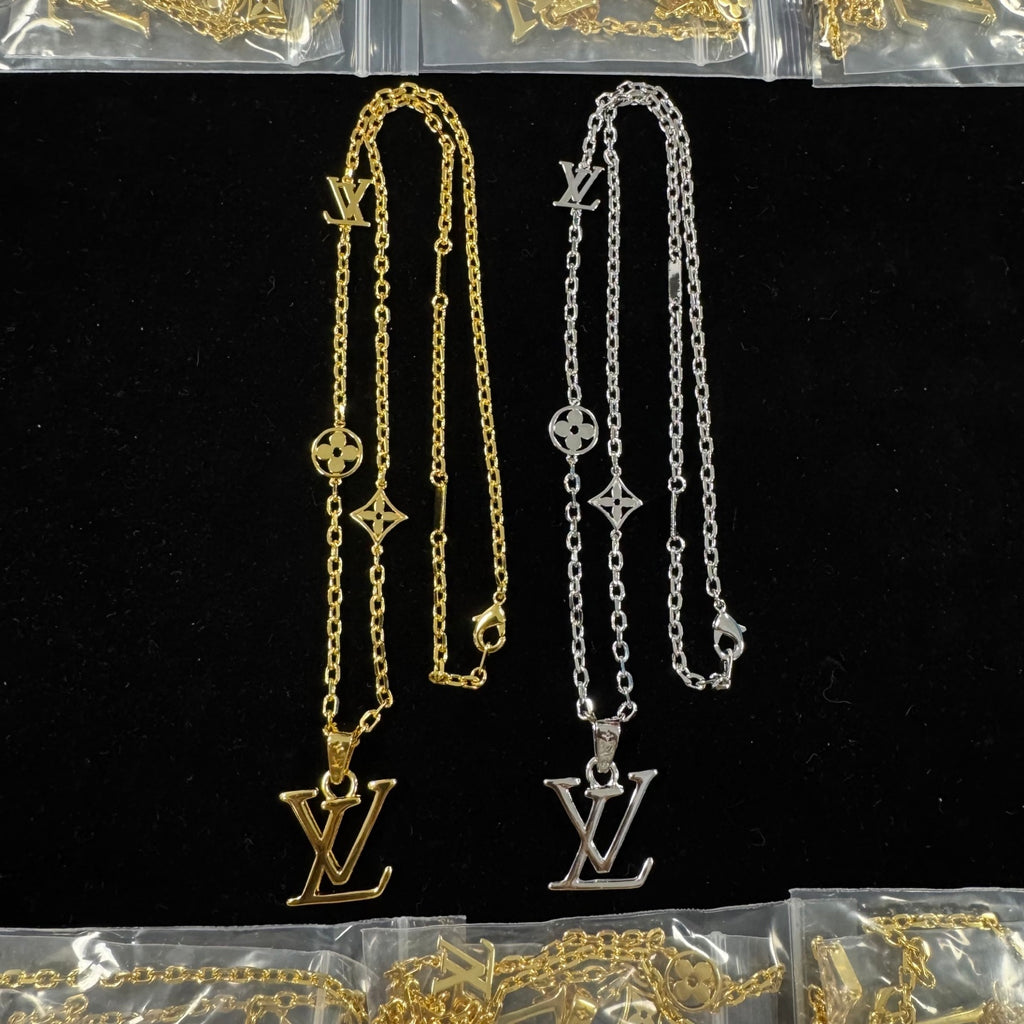 Monogram Logo Station Long Chain Necklace