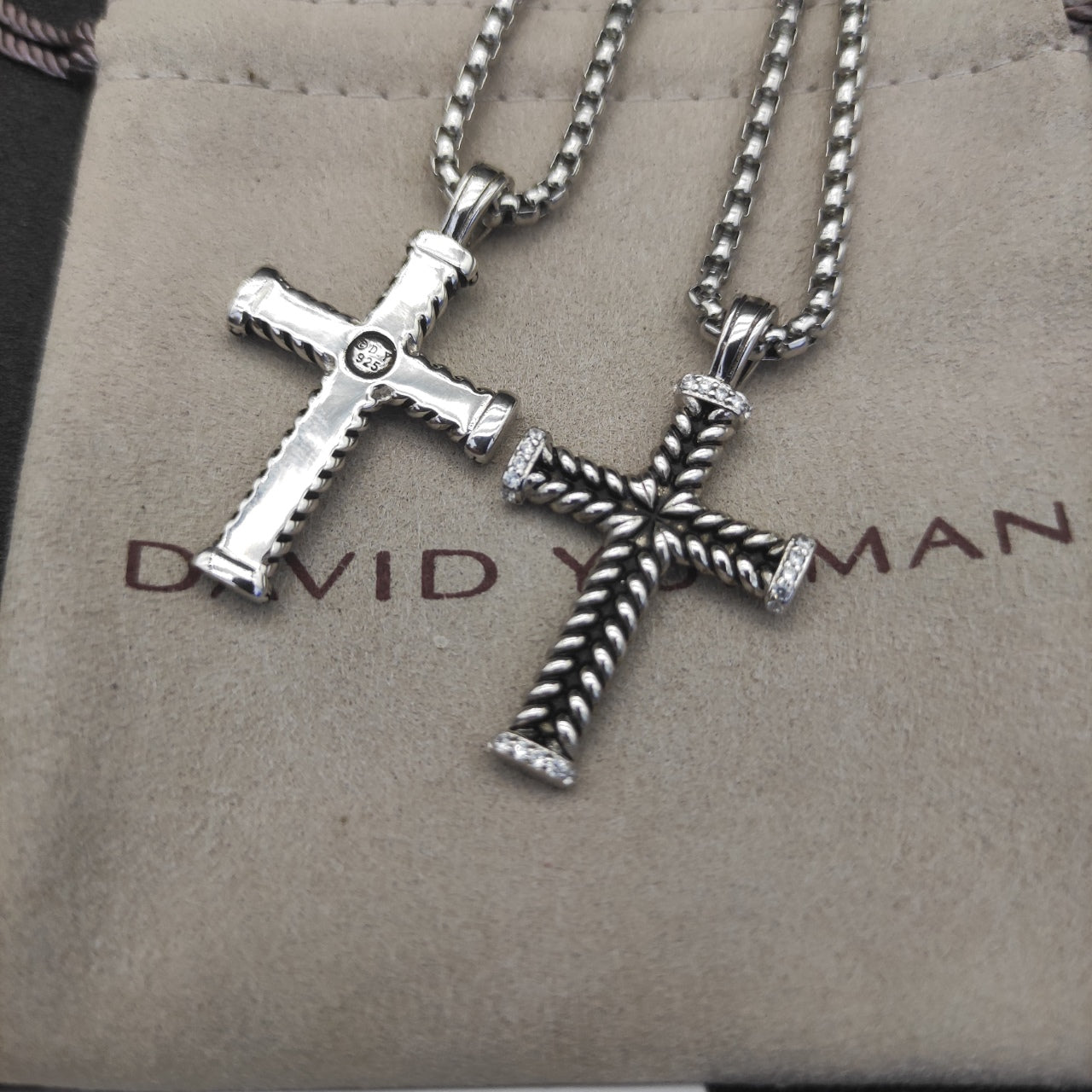 Twisted Rope Cross Pendant Necklace – Gold & Silver