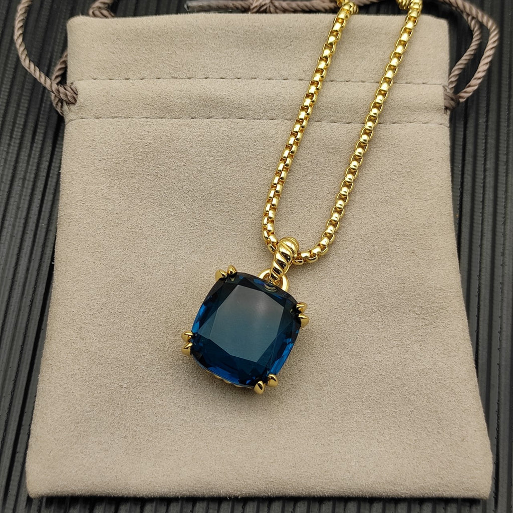 Large Cushion Cut Crystal Claw Pendant Necklace