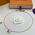 Multicolor Flower &amp; Letter Charm Gold Chain Jewelry Set