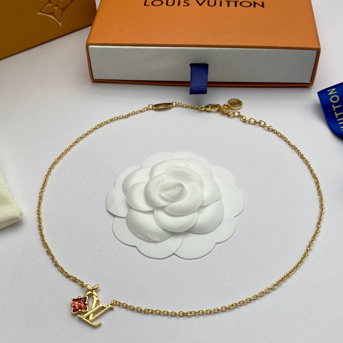 Multicolor Flower &amp; Letter Charm Gold Chain Jewelry Set