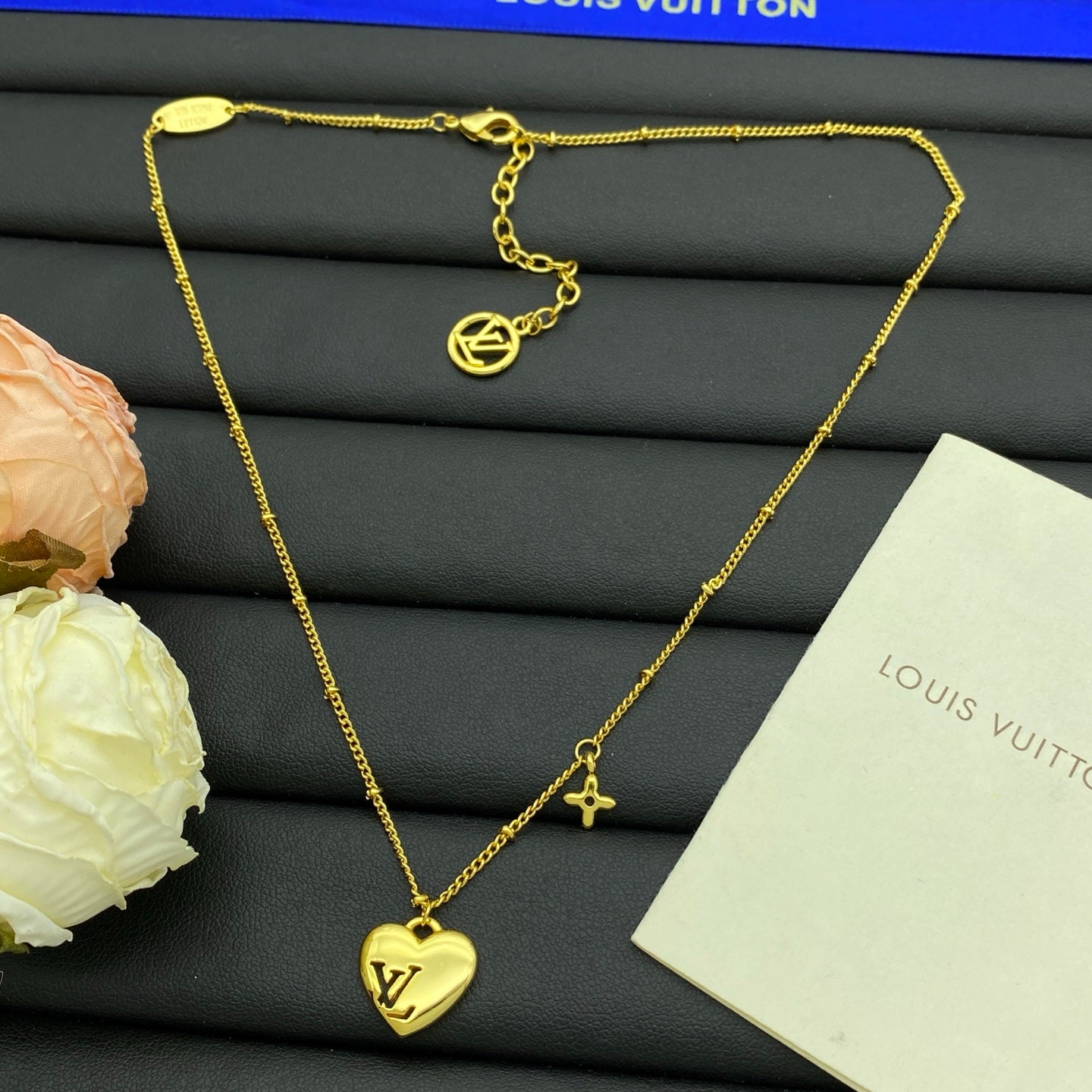 Puffy Heart Letter Charm Satellite Chain Necklace