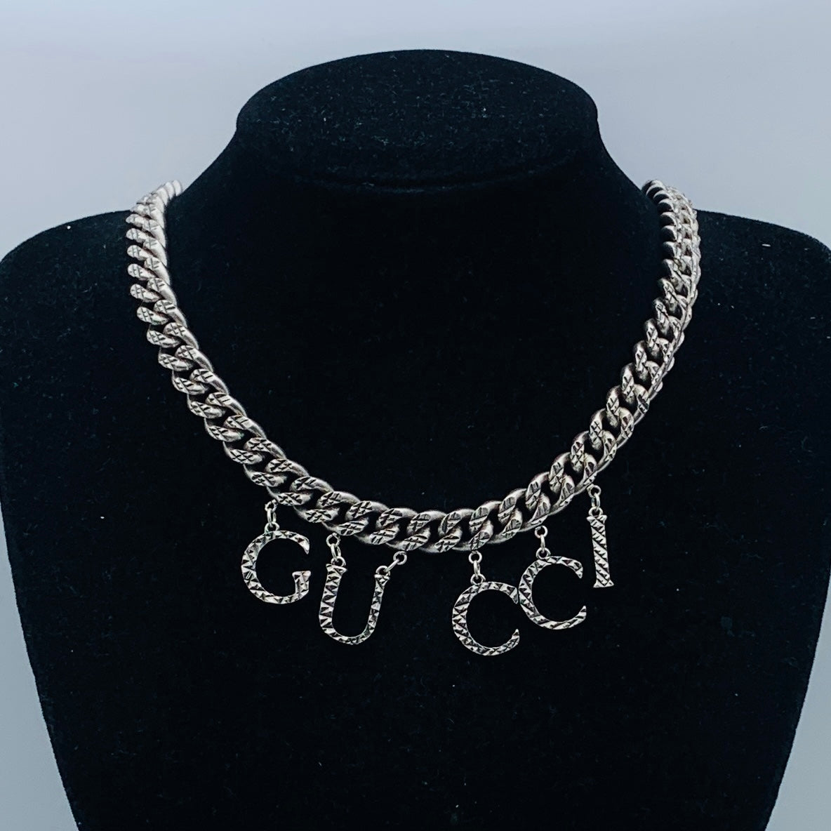 Cuban Link Letter Charm Necklace & Bracelet Set