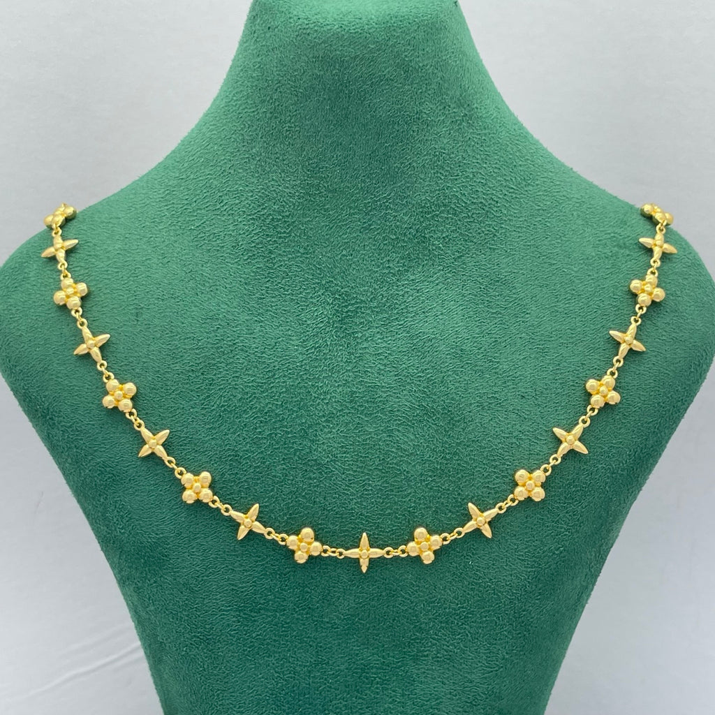 Floral Station Chain Necklace & Bracelet Set