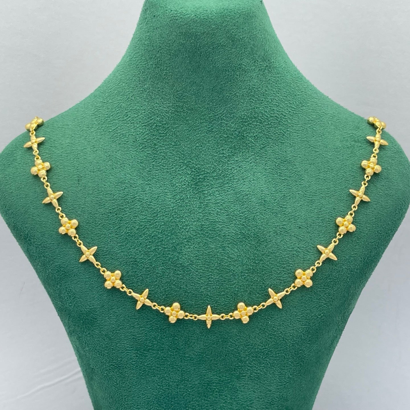 Floral Station Chain Necklace & Bracelet Set