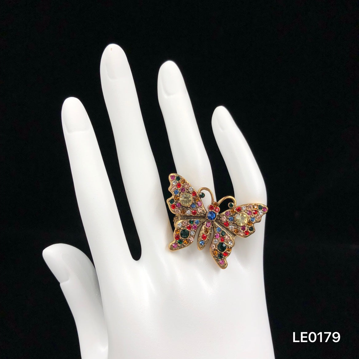 Rainbow Crystal Butterfly Jewelry Set