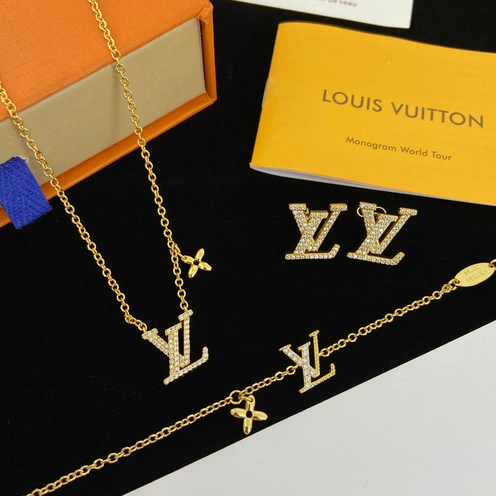 Statement Crystal Pavé Logo Letter Jewelry Set