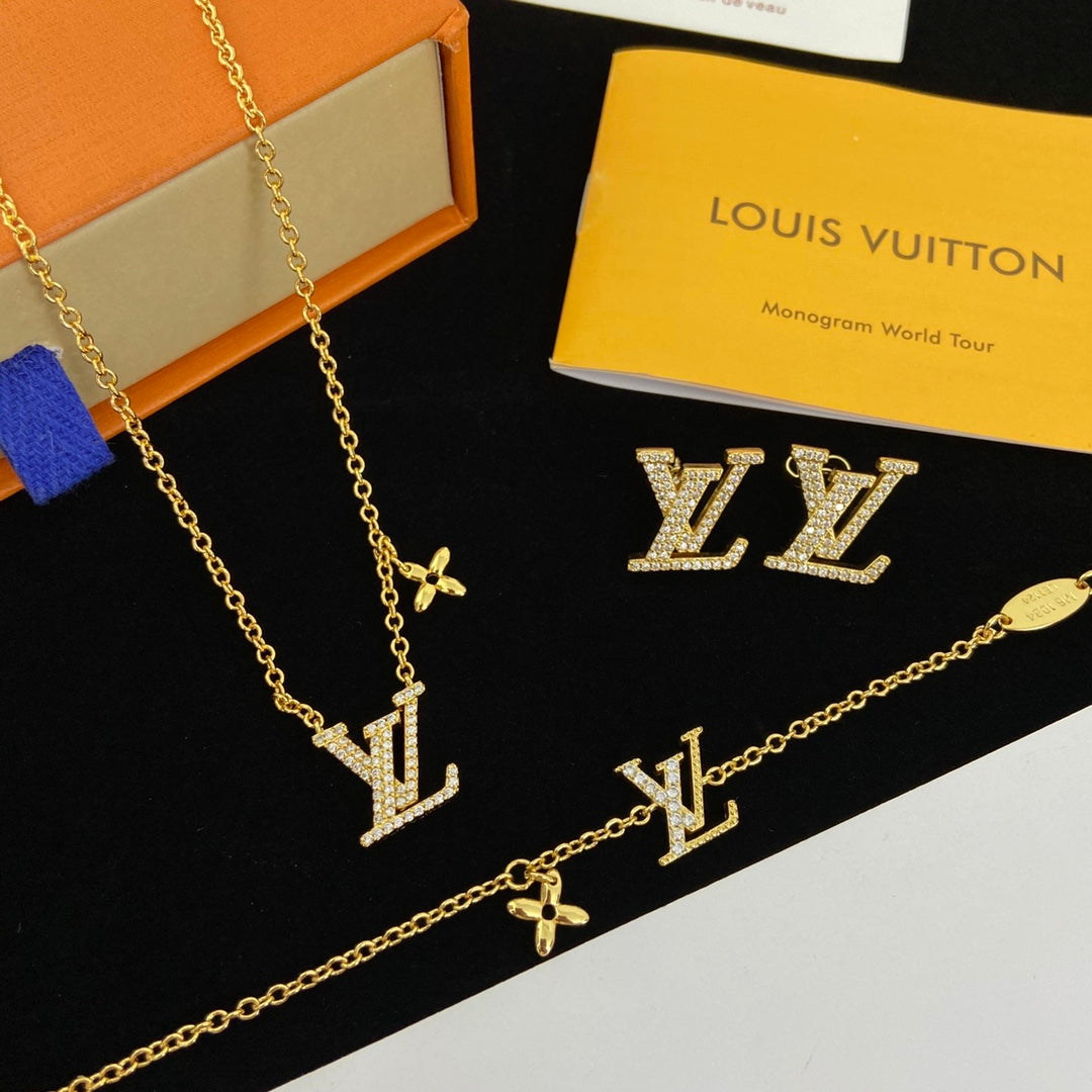 Statement Crystal Pavé Logo Letter Jewelry Set