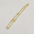 Bezel CZ & Pyramid Stud Station Chain Bracelet