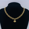 Vintage Square Link Logo Pendant Jewelry Set